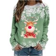 thumbnail image 1 of Sudaderas de Cuello Redondo de Navidad Para Mujer Otoño E Invierno Casual Navidad Elk Impreso Manga Larga Pulóver Blusa Tops Odeerbi ODB200309, 1 of 6