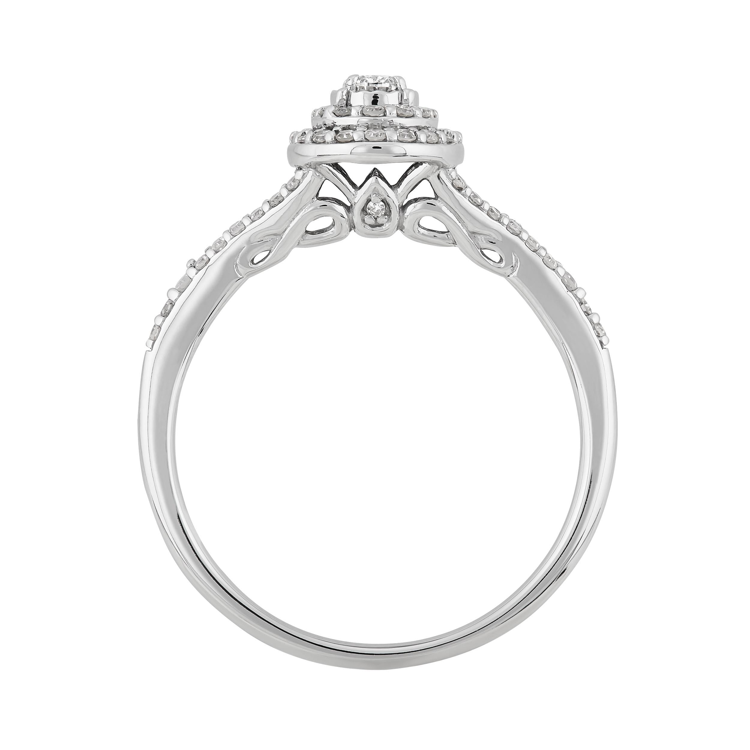 Forever Bride .33 CT Diamond Oval Engagement Ring in 10K White Gold, Size 7