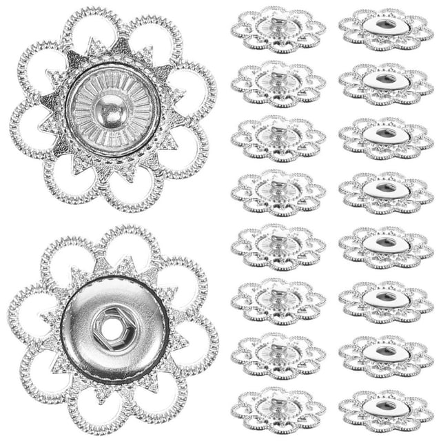 HLONK 20pcs Sew On Snap Clothes Buttons Sturdy Alloy Fastener Button Flower Shape Clothes Press Button