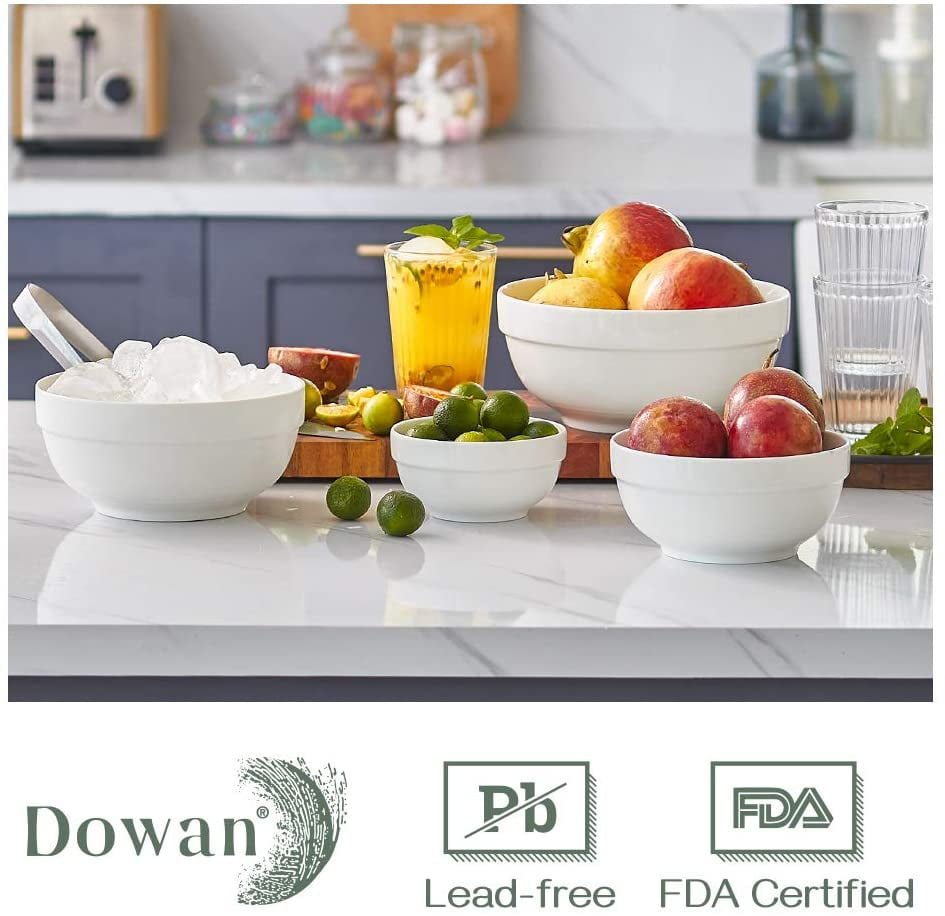 DOWAN Ceramic Bowls with Lids, Serving Bowls with Lids, Food Storage  Container, Porcelain Prep Bowl Set, Versatile Bowls for Kitchen,  64/42/22/12 Ounce, Set of 4 