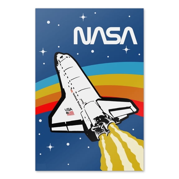 NASA Logo Over Space Shuttle with Rainbow Home Business Office Sign