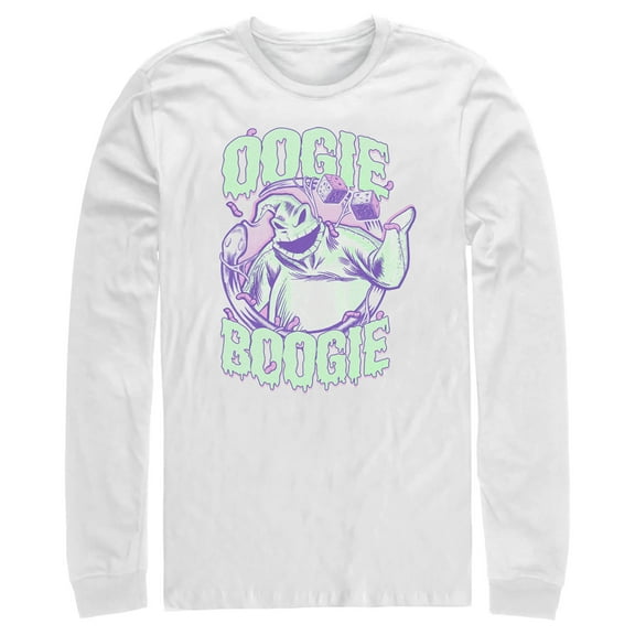 Men's The Nightmare Before Christmas Slimy Oogie Boogie  Long Sleeve Shirt White Large