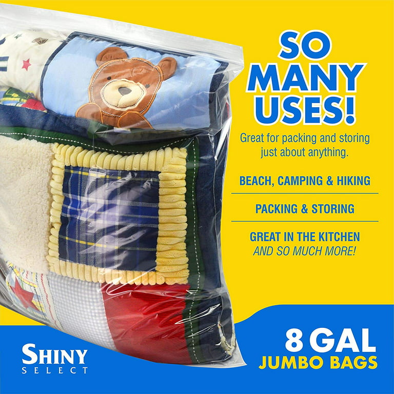 50 COUNT ] Jumbo Zipper 22 x 24 - 8 Gallon Heavy Duty Resealable Bag with  Zipper Top Storage Bags - Extra Large for Seasonal Clothing, Blanket,  Linens, Pillows, Food 