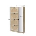 thumbnail image 5 of Wood Shoe Cabinet, Natural Rattan Shoe Storage Cabinet with 4 Tier Flip Drawers and Glass Mirror, 5 of 7