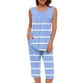 thumbnail image 2 of Summer Pajamas Womens Pajama Sets Pleated Tank Tops And Capris With Pockets Floral Soft Cute 2pcs Loungewear Features:, 2 of 5
