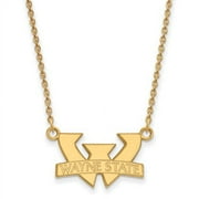 14k Yellow Gold LogoArt Official Licensed Collegiate 18in Wayne State University (WSU) Small Pendant w/Necklace