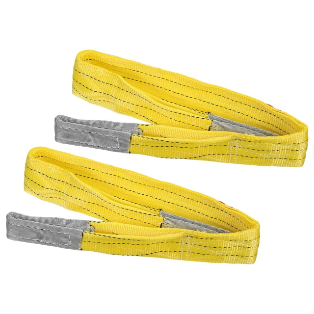Uxcell 2" x 4 FT Lift Strap 2 Ply 6613lbs Capacity Webbing Lifting Moving Straps for Rigging Hoisting, 2 Pack Yellow