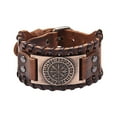thumbnail image 2 of Pulsera de cuero jinwen para hombre Marrón Pulseras anchas de puño, 2 of 8