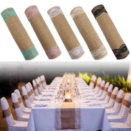 - On Cleanarce 280x30cm Natural Vintage Burlap Lace Jute Hessian Table Runner Country Rustic Barn Wedding Decorations,Farmhouse Kitchen Decor