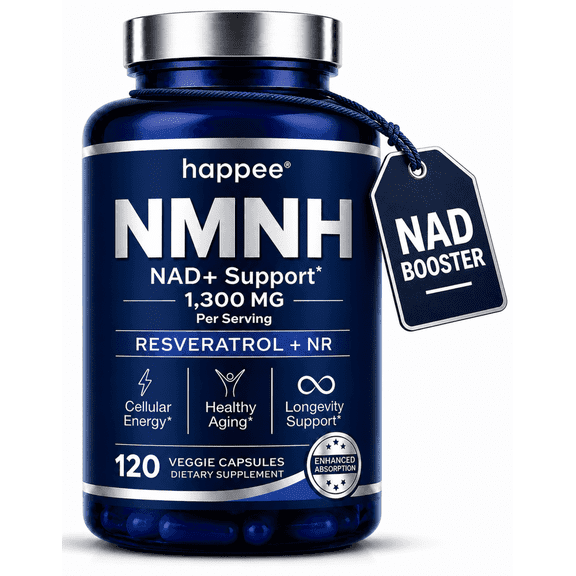 Happee NMNH Supplement 1,300mg NAD  Booster Reduced Nicotinamide Mononucleotide 120 Ct.