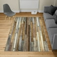 thumbnail image 2 of Wooden Print Turkish Area Rug, Brown Old Hardwood Floor Plank Grunge Lodge Garage Natural Rural Graphic, Soft Carpet for Living Room Decor with Distressed Look, 5.2' X 7.6', Dark Sepia, by Ambesonne, 2 of 4