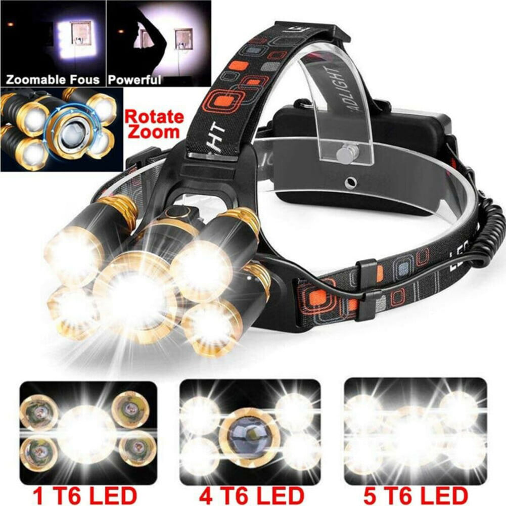 Details about   350000LM Rechargeable Headlight 6 Mode 9LED Headlamp Torch & Battery & USB Cable