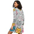 thumbnail image 2 of FORMRS Womens Long Sleeve Nightgowns Crew Neck Sleep Shirt Soft Pajamas Sizes S-3XL, Cute Cat Pattern, 2 of 8