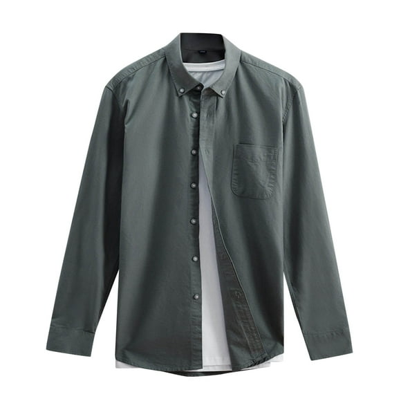 nsendm Mens Shirt Adult Male Shirt Mens Romper Mens Fashion Casual Wrinkle Casual Breathable Spun Shirt Long Sleeve Tall Shirts for Men(AG,XL)
