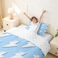 thumbnail image 3 of Erosebridal Lightning Light Print Twin Bedding,White And Blue Duvet Cover Set For Boys Kids 2pcs,No Comforter,Reversible, 3 of 6