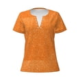 thumbnail image 2 of Zufioo Orange Glitter2 for Women's Deep V-neck Short-sleeved T-shirt, Top with Short Sleeves - with Stainless Steel Buckle, Moisture Wicking, Ideal Home Wear-X-Large, 2 of 3