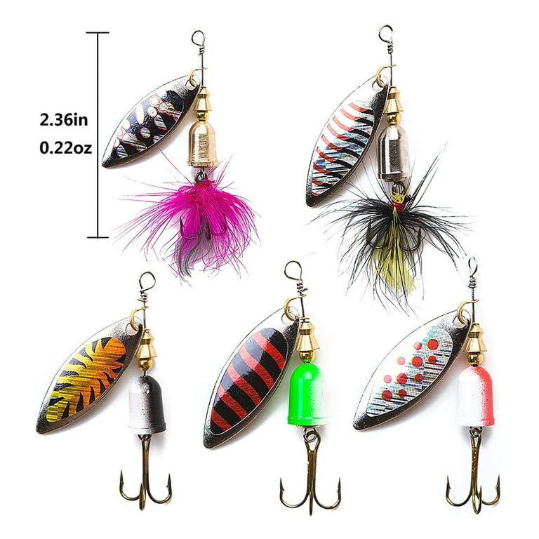 Fishing Lures Spinnerbait for Bass Trout Salmon Freshwater Saltwater  Fishing Hard Metal Spinner Baits Kit with Tackle Box /10 pcs