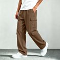 thumbnail image 3 of Sentuca Boys Cargo Pants Baggy Elastic Waist Hiking Pant with Pockets Wide Leg Casual Fashion Sports Teen Trousers Size 14-15Y, Brown, 3 of 8