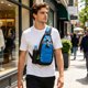 thumbnail image 1 of Bolso bandolera de nailon ligero para hombre y mujer con múltiples compartimentos, correa ajustable, diseño resistente al agua, ideal para viajes, actividades al aire libre y uso diario., 1 of 6