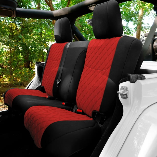 FH Group Neoprene Waterproof Custom Fit Seat Covers for 2007-2018 Jeep Wrangler JK 4DR Rear Set
