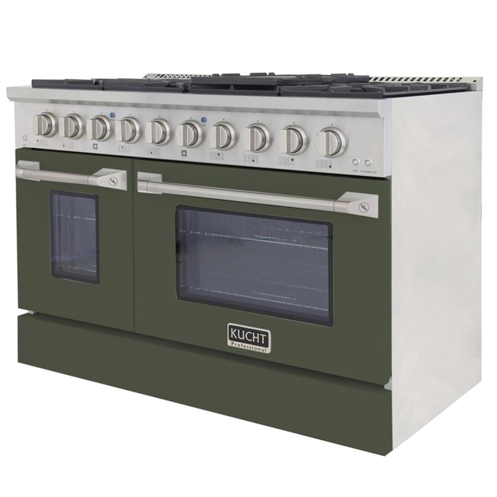 Pemberly Row 48" 6.7 cu. ft. Natural Gas Range w/ Convection Oven in Olive Green