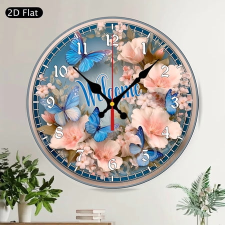 Equestrian Floral Horse Round Wall Clock Silent Non-Ticking Farmhouse Wall Decor