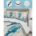 thumbnail image 3 of Quilts Queen Size Bedding Set, Seahorse Coastal Reversible Summer Quilt 3 Pieces, Summer Beach Coral Seaweed Vintage Lightweight Bedspreads Coverlets with 2 Pillow Shams for All Seasons, 3 of 5