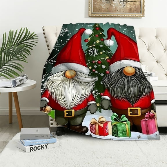 Pratyus Gnomes Gifts Christmas Tree Flannel Throw Blanket for Couch Sofa Bed All Seasons Decor 40x50in