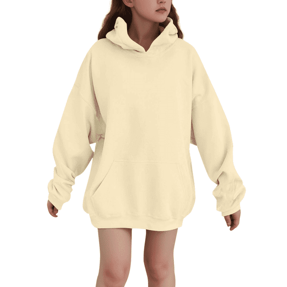 Children's Fleece Lined Hoodie Long Basic Thick Pullover Casual Tops Comfy Sweatshirt with Pockets for Boys or Girls 2-13Y