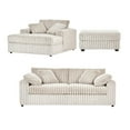 thumbnail image 5 of Roundhill Furniture Belvoir 3-Piece Living Room Set, Sofa Cuddle Chaise and Ottoman, Beige Champagne, 5 of 16