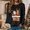 thumbnail image 1 of zaveiop Christmas Sweatshirt for Women Deer Graphic Crewneck Long Sleeve Shirt Xmas Holiday Party Pullover Sweater Tops (Z2-Black, XL), 1 of 3