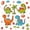 White Orange 03, variant on Feelyou Kawaii Family Dino Twin Sheet Sets for Kids, Sunshine Wildlife Bedding, Green Orange, 3-Piece