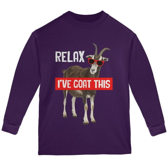 Relax I've Goat Got This Youth Long Sleeve T Shirt Purple YXL