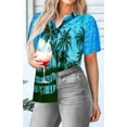 thumbnail image 4 of HAPPY BAY Women's Beach Hawaiian Blouse Shirt Cute Blouses Button Down Casual Short Sleeve Dress Tops Tee Shirts Tank Top Women L Azure, Palm Tree View, 4 of 5