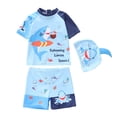 thumbnail image 3 of Boys Swimsuits Short Sleeve Rash Guard Top Trunks Three Piece Summer Pool Swimming Suit, 3 of 9