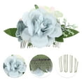thumbnail image 3 of Unique Bargains 1 Pc Women's Flexible Simulated Flowers Hair Clips Comb for Parties Blue Polyester Fabric Iron, 3 of 4