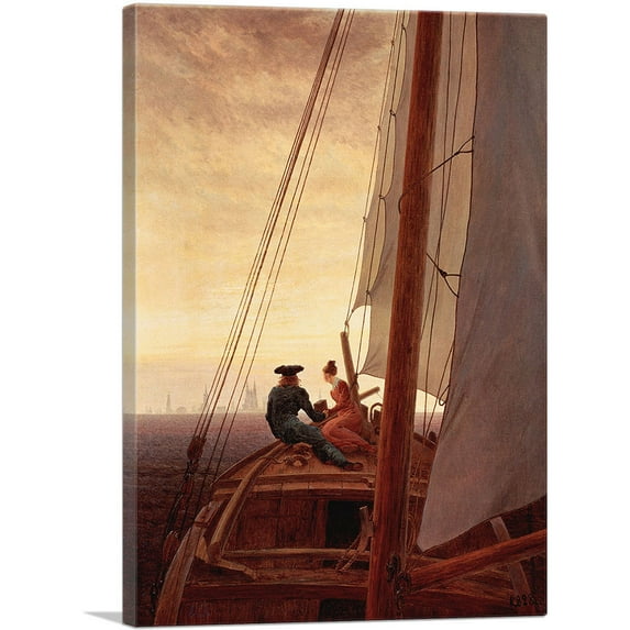 ARTCANVAS On the Sailing Vessel 1818 Canvas Art Print by Caspar David Friedrich - Size: 40" x 26" (1.50" Deep)
