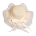 thumbnail image 4 of Sombreros de paja para mujer, gorra con visera ancha, sombrero para el sol para viajes, viajes, bodas de verano, 4 of 9