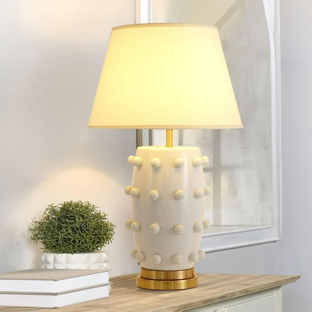 Lámpara de mesa CKENSU Linden, 76 cm, cerámica blanca