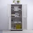 thumbnail image 4 of Miekor Furniture 67.4"H 4 doors Mirrored Doors Accent Storage Cabinet for Corner, Entryway, Living Room, bedroom, kitchen with adjustable shelves Light Gray color, display cabinet, bookcase No9177, 4 of 9