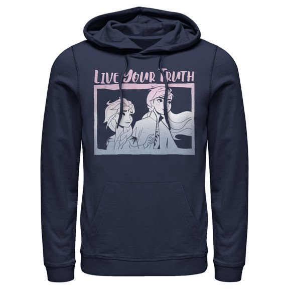 Men's Frozen 2 Sister Live Truth Pull Over Hoodie Navy Blue 3X Large