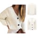 thumbnail image 2 of Suéter de mujer Outwear Botón Abajo Color Puro Grueso Ajuste Suelto Señora Frente Abierto Suéter para Otoño Invierno Beige L, 2 of 4