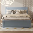 thumbnail image 2 of Full Bed with Storage Drawer, Solid Wood Platform Bed with 2-in-1 Convertible Night Stand-2 Shelves, No Box Spring Needed, Easy Assembly, Gray, 2 of 8