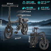 14” Folding Electric Bike for Adults & Teens, 500W Motor, 20MPH Top Speed, 48V Removable Battery, Up to 30 Miles Range, UL2849 Certified