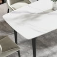 thumbnail image 5 of White Sintered Stone 63" Table With Black Metal Legs, Seats 6 Smoothly Dining Strong Leg Configuration, 5 of 6