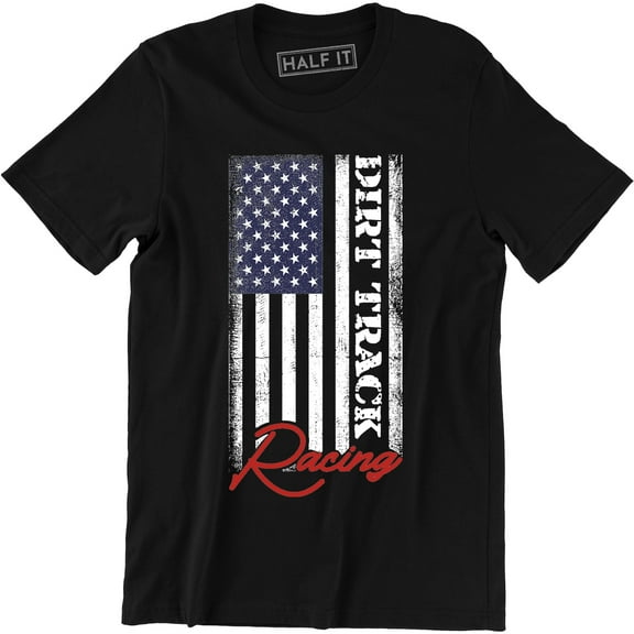 Patriotic American Flag Dirt Track Racing Mens Running Vintage T-Shirt