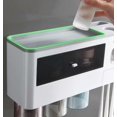 thumbnail image 5 of Soporte para cepillo de dientes multifunción para baño, artículo para el hogar, exprimidor automático de pasta de dientes, estantes de almacenamiento, accesorios de baño (cuatro tazas grises) ER, 5 of 5