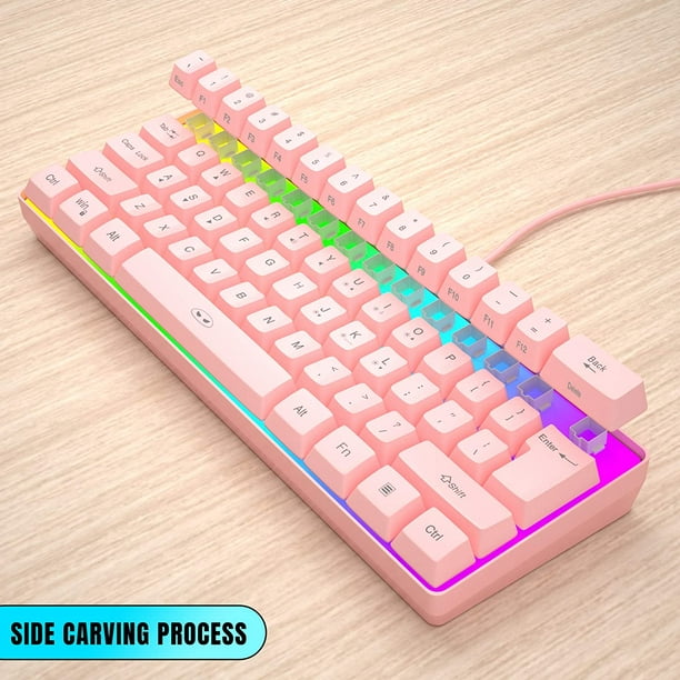 Wired Pink TS91 Mini 60% Gaming/Office Keyboard,MageGee Waterproof ...