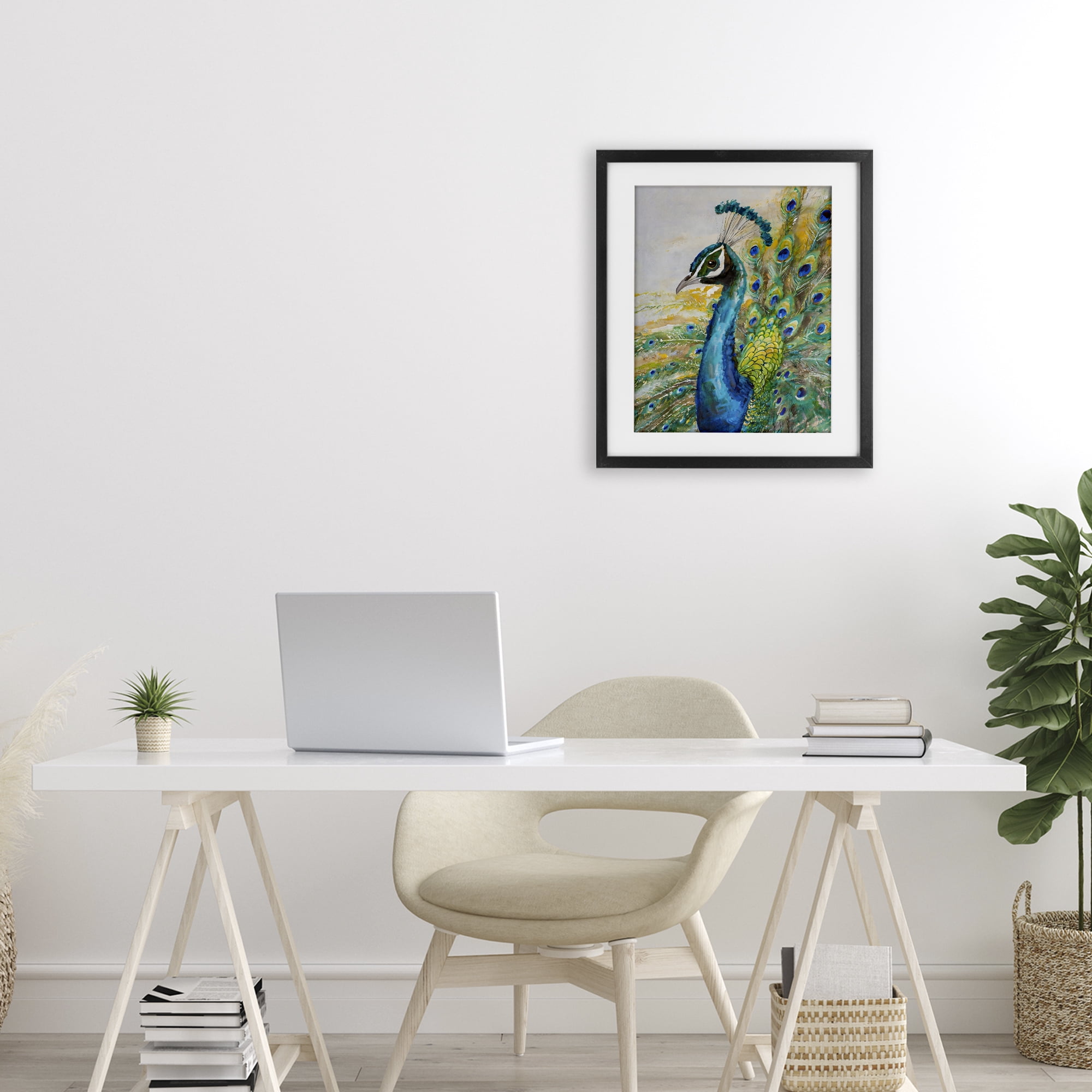 Stupell Industries Regal Blue Peacock Feathers Black Framed Print Under Glass, design by Creative Studio