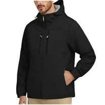 qucoqpe Men's Windproof Rainproof Hooded Jacket with Zip Pockets Loose Fitting Casual Hiking Running Fishing Coat